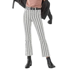 BDG Urban Outfitters Kick Flare High Rise Cropped Black and White Striped Jeans